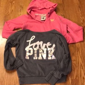 A lot of 2  pink victoria secret sweatshirt sz S